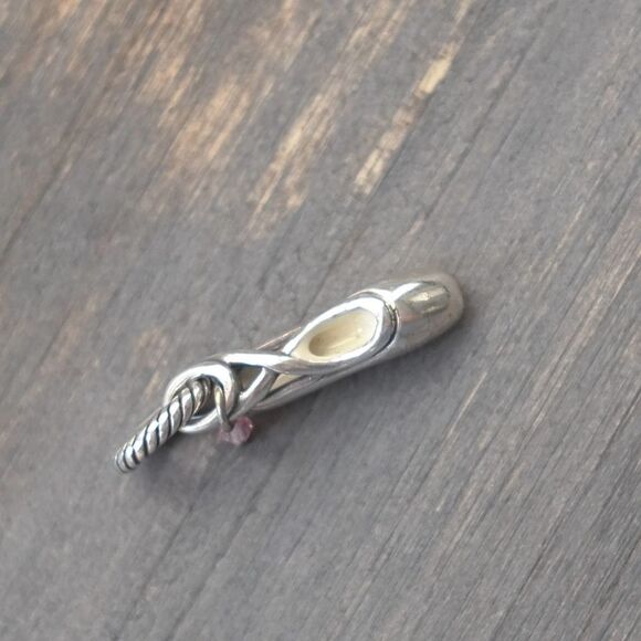 Brighton DANCE Ballet Slipper ABC Dangle Charm Pink Crystal Bead Retired - Picture 3 of 5